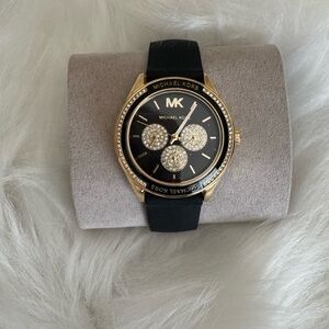 Michael Kors Women’s Watch with Black Strap and Gold Accents